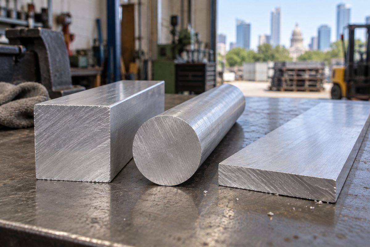Square, round and flat 6061 aluminum bar blanks cut to length