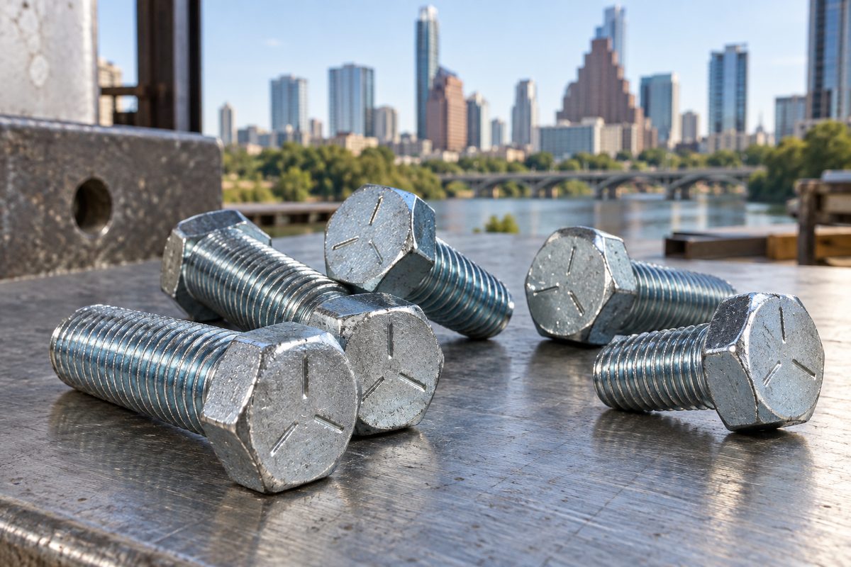 Clear zinc Grade 5 hex cap screws showing three radial lines on the heads
